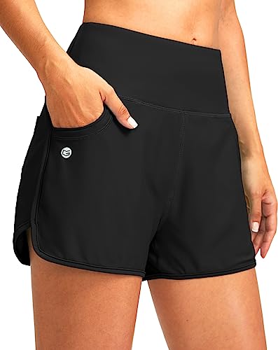G Gradual Women's 3' High Waisted Swim Board Shorts with...