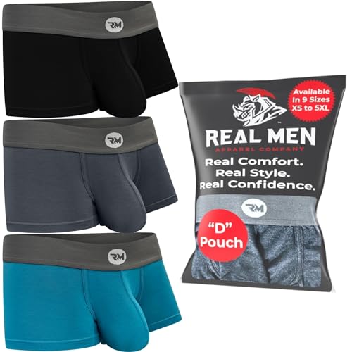Real Men 3in Modal Boxer Briefs D Pouch Lrg 3pk Blk/Blu/Gry...