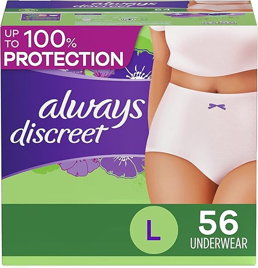 Always Discreet Incontinence & Postpartum Incontinence Underwear for Women – (Best Disposable Postpartum Underwear)