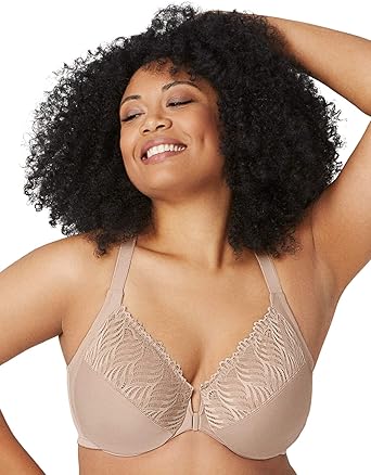  Glamorize Women's Full Figure Plus Size Front Close Lace T-Back Wonderwire Bra