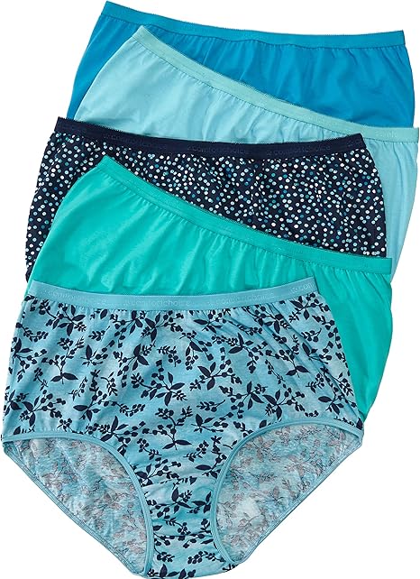 Comfort Choice Women's Plus Size 10-Pack Pure Cotton Full-Cut Brief Underwear