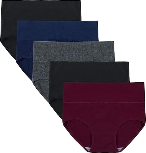 INNERSY Women’s High Waisted Underwear Cotton Panties. (Best Cotton Postpartum Underwear)